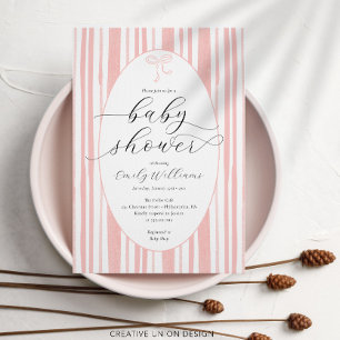 Eclectic Painted Stripes Pink Baby Shower  Invitation