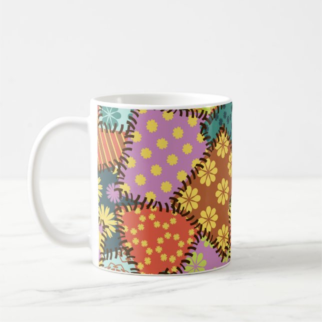Eclectic Patchwork: Diverse Pattern Mix Coffee Mug (Left)