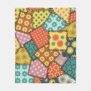 Eclectic Patchwork: Diverse Pattern Mix Fleece Blanket