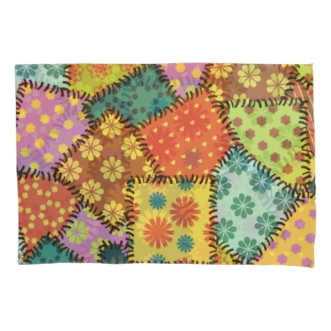 Eclectic Patchwork: Diverse Pattern Mix Pillowcase (Front)