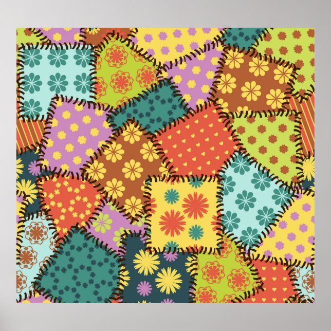 Eclectic Patchwork: Diverse Pattern Mix Poster (Front)