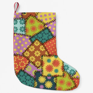 Eclectic Patchwork: Diverse Pattern Mix Small Christmas Stocking