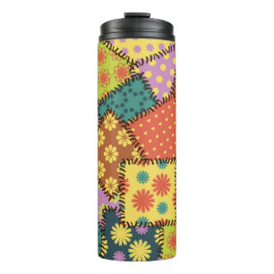 Eclectic Patchwork: Diverse Pattern Mix Thermal Tumbler