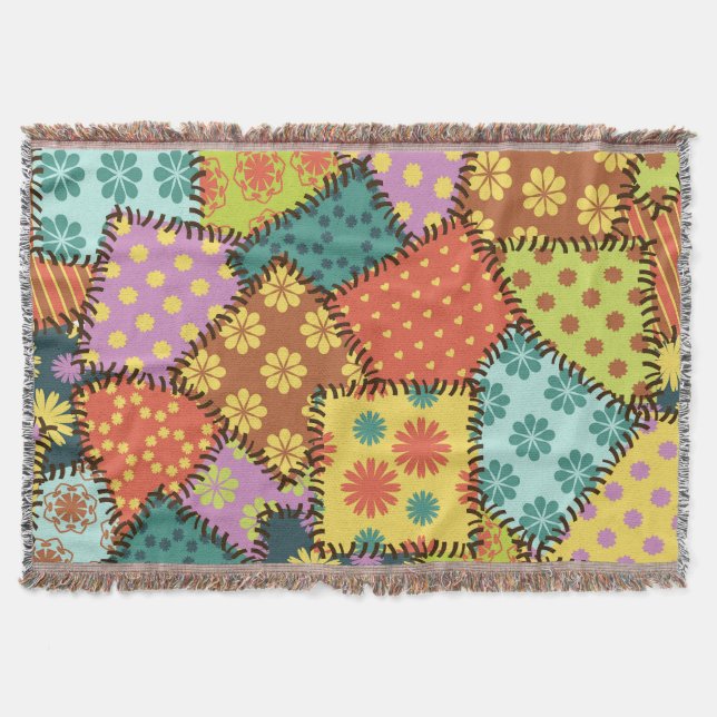 Eclectic Patchwork: Diverse Pattern Mix Throw Blanket (Front)