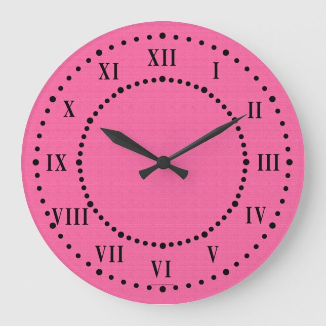 Eclectic Pink Satin Look Roman Numeral Wall Clock (Front)