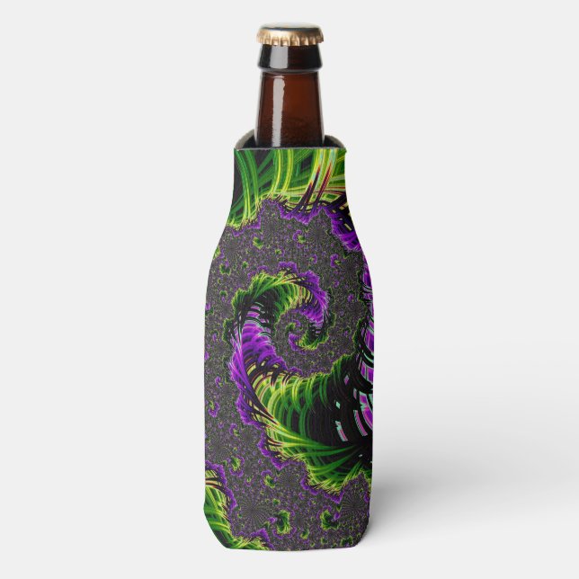 Eclectic Psychedelic Spiral Fractal Abstract Art Bottle Cooler (Bottle Front)