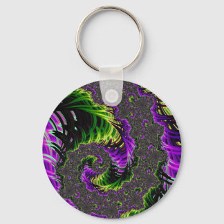 Eclectic Psychedelic Spiral Fractal Abstract Art Key Ring
