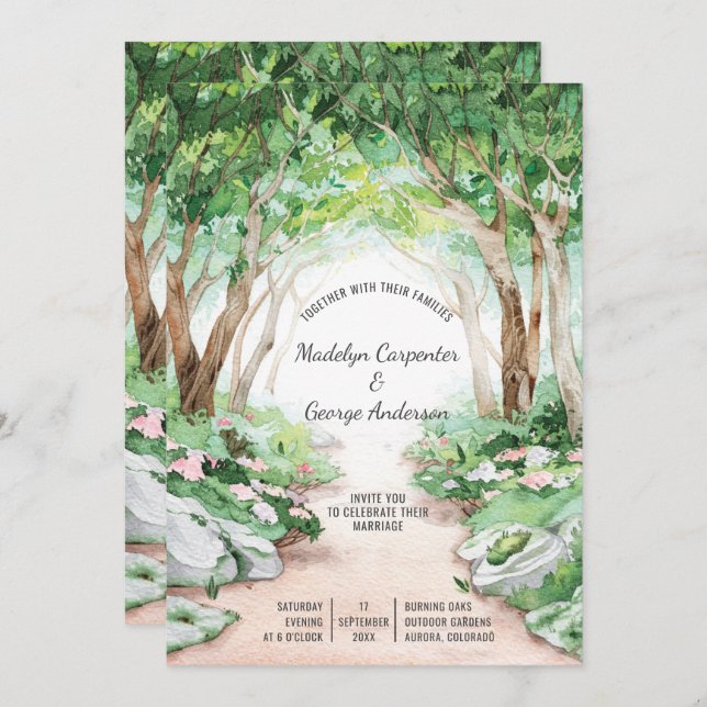Eclectic Romance - Forest Woodland Path Wedding | Invitation (Front/Back)