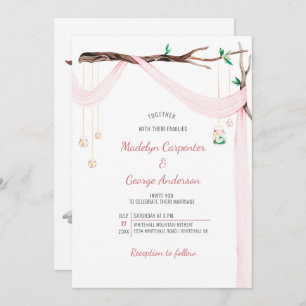 Eclectic Romance - Pink Drape Mason Jar Lights Invitation