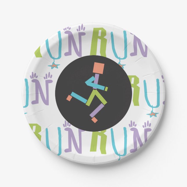 Eclectic RUN Runner Colourful Paper Plates (Front)