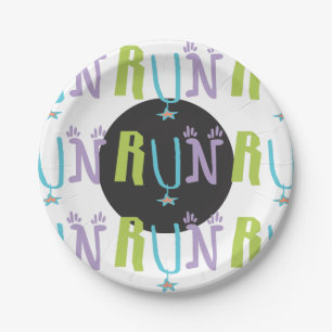 Eclectic RUN Runner themed Paper Plate