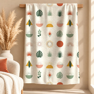 Eclectic Sage Burgundy Rainbow Shapes Blanket Art