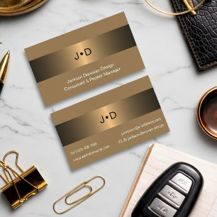 Eclectic Simple Black Bronze Gold Metallic Look Business Card