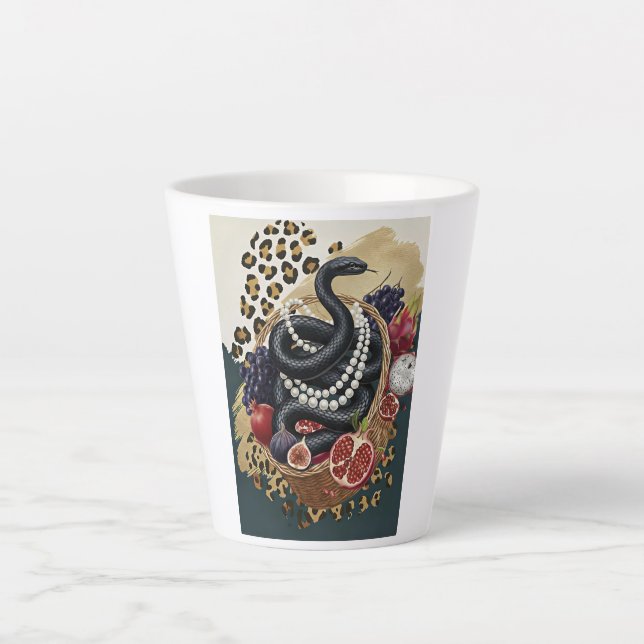 Eclectic Snake with Pearls Latte Mug, Chic Maximal Mug (Front)