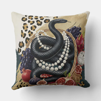Eclectic Snake with Pearls Throw Pillow, Chic Maxi Cushion