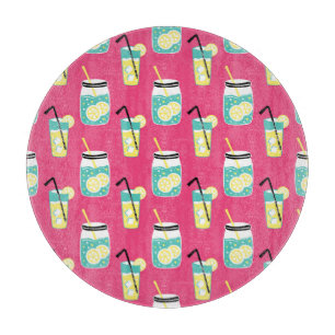 Eclectic summer elements, vintage seamless backgro cutting board