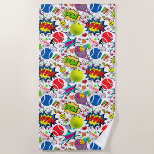 😍🤩Eclectic tennis🎾 pattern Beach Towel