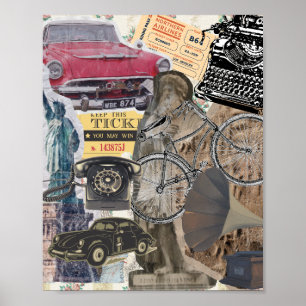 Eclectic Vintage Items Collage Poster