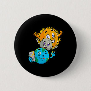 Eclipse 2024 Funny Earth Sun Moon Selfie Space Kid 6 Cm Round Badge