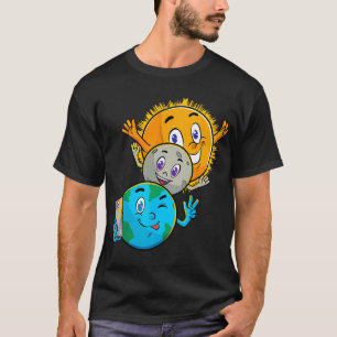Eclipse 2024 Funny Earth Sun Moon Selfie Space Kid T-Shirt