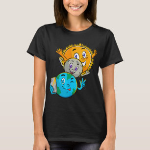 Eclipse 2024 Funny Earth Sun Moon Selfie Space Kid T-Shirt