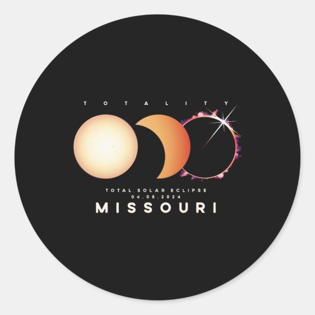 Eclipse 2024 Missouri Total Eclipse Astronomy Grap Classic Round Sticker (Front)