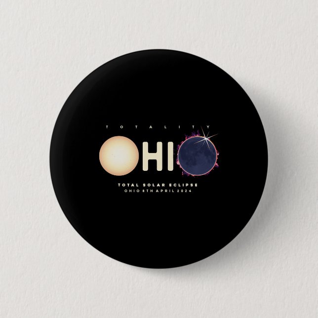 Eclipse 2024 Ohio Total Eclipse Astronomy Graphic  6 Cm Round Badge (Front)