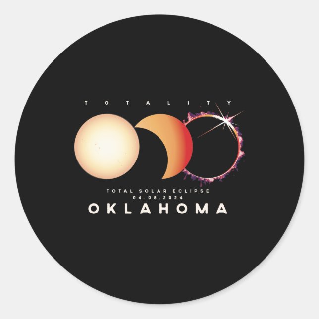 Eclipse 2024 Oklahoma Total Eclipse Astronomy Grap Classic Round Sticker (Front)