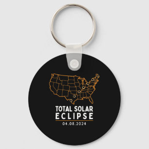 Eclipse 2024 Party America Totality Total Usa Map Key Ring