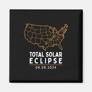 Eclipse 2024 Party America Totality Total Usa Map Magnet
