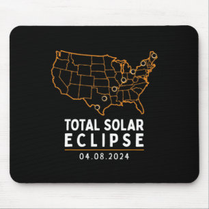 Eclipse 2024 Party America Totality Total Usa Map Mouse Pad