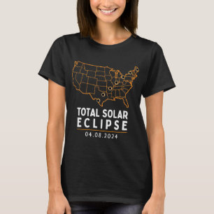 Eclipse 2024 Party America Totality Total Usa Map T-Shirt