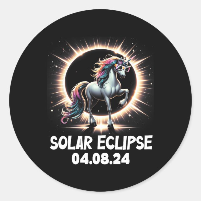 Eclipse 2024 Shirt Total Eclipse April 8th 24 Unic Classic Round Sticker (Front)