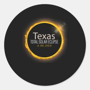Eclipse 2024 Shirt Total Solar Eclipse State Texas Classic Round Sticker