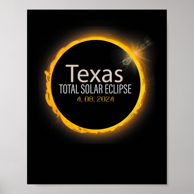 Eclipse 2024 Shirt Total Solar Eclipse State Texas Poster (Front)