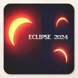 Eclipse 2024 square paper coaster