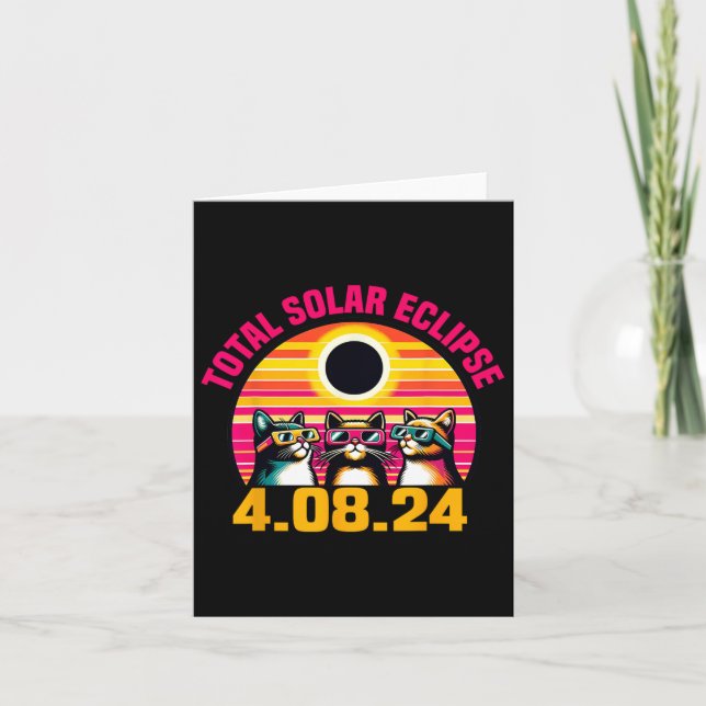 Eclipse 2024 Total Eclipse April 8th 2024 Cat Gles Card (Front)