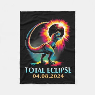 Eclipse 2024 Total Solar Eclipse T Rex Dinosaur Fleece Blanket