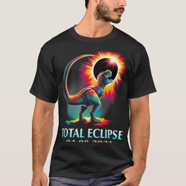 Eclipse 2024 Total Solar Eclipse T Rex Dinosaur  T-Shirt (Front)
