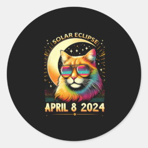 Eclipse April 8 2024 Cats Lovers  Classic Round Sticker