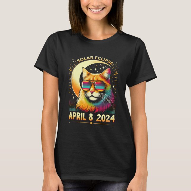 Eclipse April 8 2024 Cats Lovers  T-Shirt (Front)