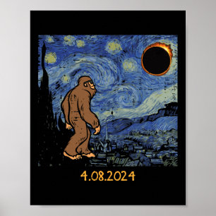 Eclipse Bigfoot Starry Night Sasquatch Men Women K Poster