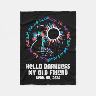 Eclipse Cat Hello Darkness April 8 Women Girls Kid Fleece Blanket