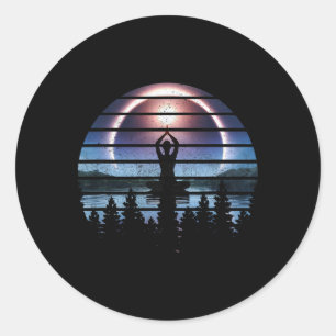 Eclipse Celestial Calmness Inspirational Yoga Classic Round Sticker