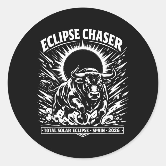 Eclipse Chaser Spain Total Solar Eclipse 2026 Classic Round Sticker (Front)