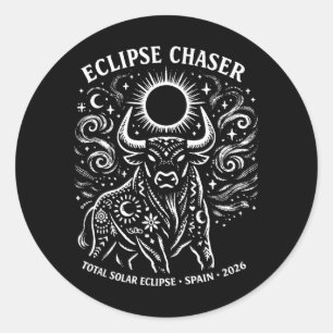 Eclipse Chaser Spain Total Solar Eclipse 2026 Classic Round Sticker