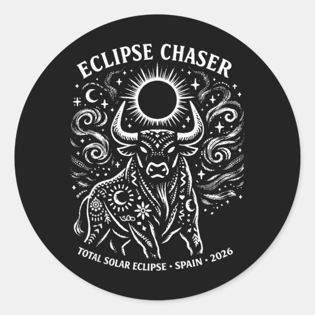 Eclipse Chaser Spain Total Solar Eclipse 2026 Classic Round Sticker (Front)