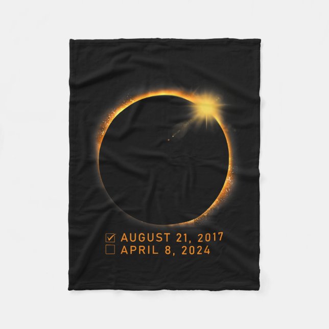 Eclipse Checklist Total Solar Eclipse April 8 2024 Fleece Blanket (Front)