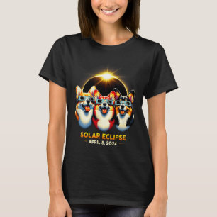 Eclipse Corgi Wearing Gles April 8 2024 Totality T-Shirt