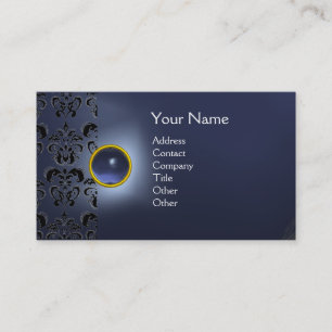 ECLIPSE DAMASK GEM  MONOGRAM blue Business Card